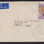 Flugpost Falklandinseln Brief Port Stanley nach Montevideo Uruguay mit viol. K2