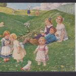Ansichtskarte Künstlerkarte Sign. F.Schenkel Mai gefühl Kinder Blumenwiese