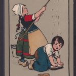Ansichtskarte Künstlerkarte Sign. Ethel Parkinson Kinder Putzen Putztag Cleaning