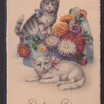 Ansichtskarte Künstlerkarte Katzen Blumenschmuck Geburtstag ab Hamburg