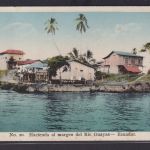 Ansichtskarte Rio Guayas Ecuador Fluss Südamerika Hütten Häuser nach Berlin