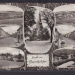 Ansichtskarte Baumholder Bahnhof Pilzkiosk Edingermühle Ausflugslokal Kirche