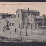 Ansichtskarte Castellon Bahnhof Hauptfassade Spanien nach Apolda Thüringen