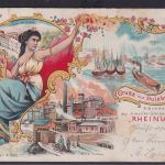 Ansichtskarte Zeche Bergbau Duisburg Künstlerkarte Rheinland Jugendstil Art