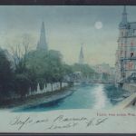Ansichtskarte Barmen Wuppertal Mondscheinlitho Wupper Fluß Brücke Kirche Neuer