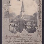 Ansichtskarte Bergedorf Kirche Zierkarte Hamburg nach Altona 16.08.1901