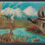 3 D Color Ansichtskarte Enten Fluss Ufer Pflanzen Printing Studio Zürich nach