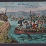Ansichtskarte Künstlerkarte Letos Jdeme Fest Anlass Vergnügen Boot Eisenbahn