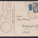 Bahnpost Bizone Brief EF103 Messe Hannover SST München Oktoberfest auf Künstler