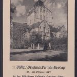 Franz. Zone gute Anlaßkarte 1. Pfälz. Briefmarken Ausstellung Festhalle Landau