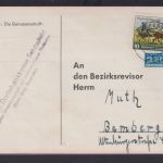 Bund Brief EF 160 Thurn & Taxis auf Sparwochen Karte Schönfeld Bamberg 3.11.1952