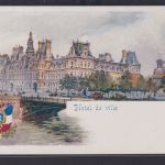 Ansichtskarte Künstlerkarte Sign. Paris Hotel de Ville Seine Fluss Wappen