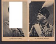 Militaria Propagandakarte Deutsches Reich H. und Mussolini zusammenhängend