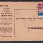 Bizone Bauten EF 20 Pfg. Reklame Karte Lokstedt Niendorf Honighaus Bienenfleis