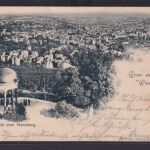 Ansichtskarte Bahnpost Wiesbaden Totalansicht vom Neroberg Hessen nach Barmen