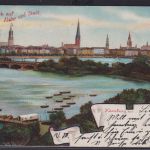 Ansichtskarte Künstlerkarte Hamburg Alster Fluss Brücke Stadt Teilansicht