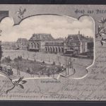 Jugendstil Ansichtskarte Künstlerkarte Düsseldorf Hauptbahnhof Strassenbahn