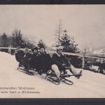 Ansichtskarte Bobfahrt Schlitten Wintersport Schneelandschaft Winter Berge Gaudi
