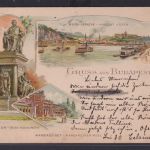 Ansichtskarte Künstlerkarte Budapest Litho Donau Fluss Denkmal Monument nach