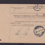 Deutsches Reich Brief Paketkarte Destination Coblenz Lützel mit Eindruck via