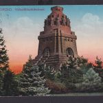 Ansichtskarte Künstlerkarte Leipzig Völkerschlachtendenkmal selt. Stempel Intern