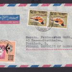Ceylon Sri Lanka Asien schöner Flugpost Brief MiF Tiere Vögel n Essen Stadthafen