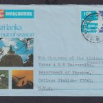 Ceylon Sri Lanka schöne Flugpost Ganzsache Aerogramm Colombo College Station