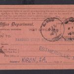 Kiron Iowa USA nach Estherville Return Info 25.8.1900