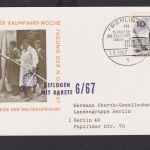 Rakete Berlin Brief inter Umschlag+ Stempel Brandenburger Tor Raumfahrt Weltraum