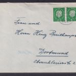 Bund Brief MEF 303 Heuss III im Paar ab Arolsen nach Dortmund