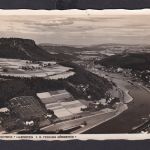 Ansichtskarte Lilienstein Sächsische Schweiz Sachsen Totalansicht m. Elbe