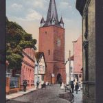 Ansichtskarte Aschersleben Sachsen Anhalt Am Tie m. Johannisturm Künstlerkarte