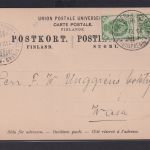 Finnland Brief MEF 5 Pen mit inter. Stempel auf Postkarte 1904