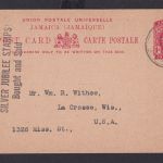 Briefmarken Jamaika Ganzsache 1d King Georg mit Absenderprägung Adrian Depass