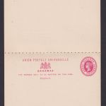 Bahamas Ganzsache Queen Victoria 1p Frange und Antwort postal stationery