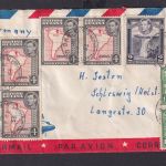 British Guiana Flugpost Brief attraktiv frankiert mit Paaren und Viererblock nach