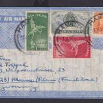 Neuseeland schöner Flugpost Brief Air Mail frank. Aerogramm Hamiltion nach Mainz