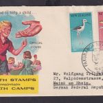 Neuseeland Brief Cover Childrens Heealth Camps nach Mainz Gesundheit Vögel