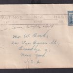 Neuseeland Brief EF 3d Hastings nach Brooklyn New York USA 1948