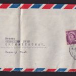 Flugpost Neuseeland Brief MIF 3 sh. + 6 p Destination Wellington Crimmitschau