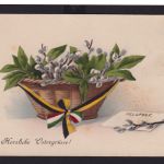 Ansichtskarte Ostern Blumenbuquet Schleife Reichsfarben Deutsches Reich 1915