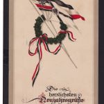 Ansichtskarte Neujahr Fahnen Lorbeerkranz Deutsche Reichsfarben ab Dessau