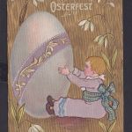 Ansichtskarte Osterfest Künstlerkarte Goldauflage Prägekarte ab Bernstadt