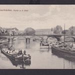 Ansichtskarte Saarbrücken Saarland Saar Fluss Schiffe Brücke