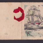 Weihnachten Schiffe Segelschiff handgemalt tolle goldumrandete Klappkarte mit