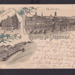 Vorläufer Litho Ansichtskarte Dresden Sachsen Versch. Ansichten n. Oberlungwitz