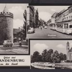 Ansichtskarte Brandenburg a.d. Havel Hauptstrasse Steintor Strassenbahn