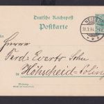 Briefmarken Neisse Deutsches Reich K2 auf Ganzsache 5 Pfg. n Höhscheid Solingen