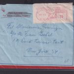 Flugpost Brief USA Flushing New York City Airletter Wertlabel von Pan American