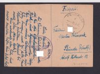 Mini Ansichtskarte 11,5 x 8,5 Feldpost n. Bünde Westfalen 15.09.1942